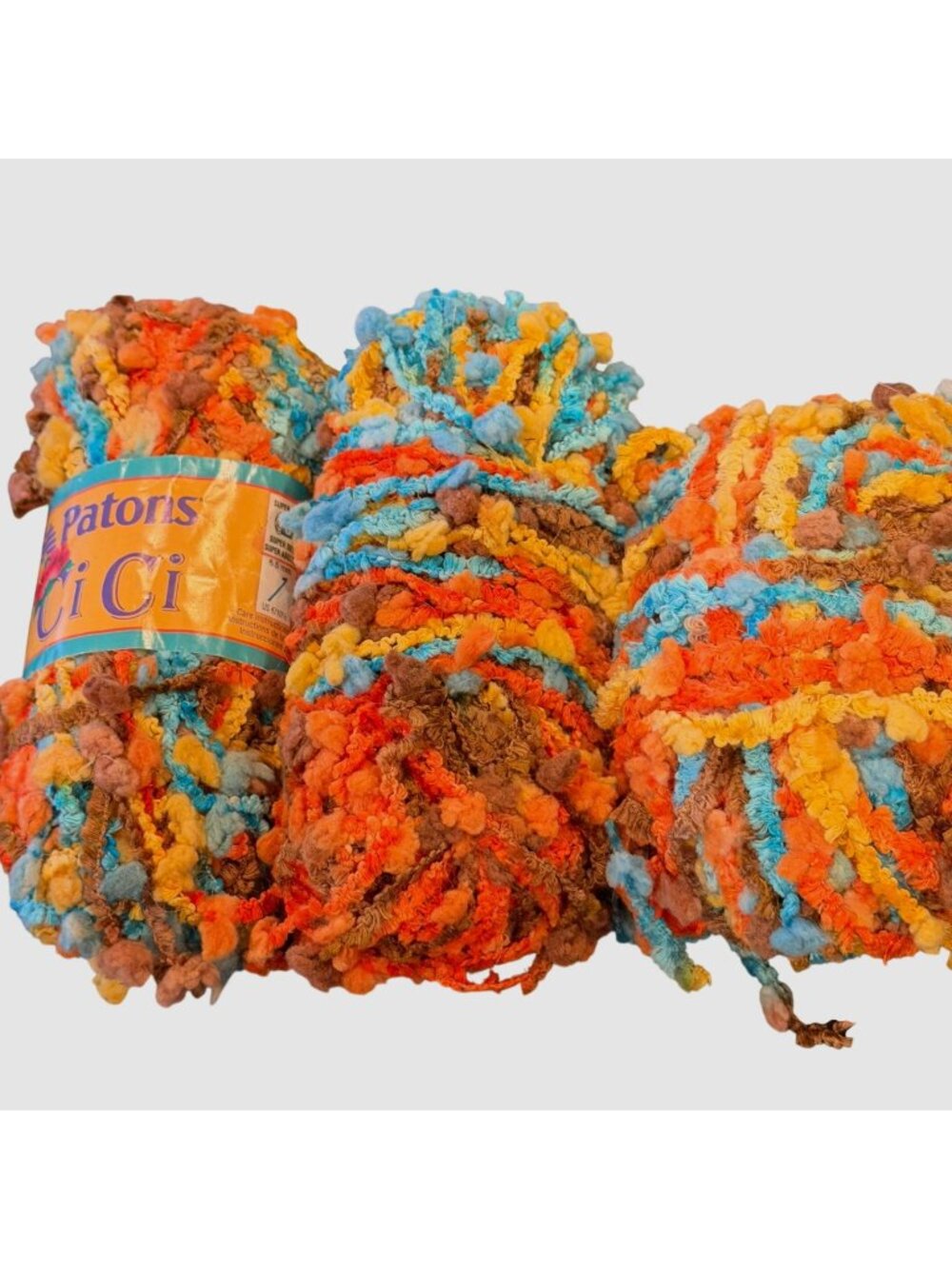 Patons Ci Ci Yarn Lot 3 Plus Super Bulky Acrylic Nylon Nylon Multicolor Orange